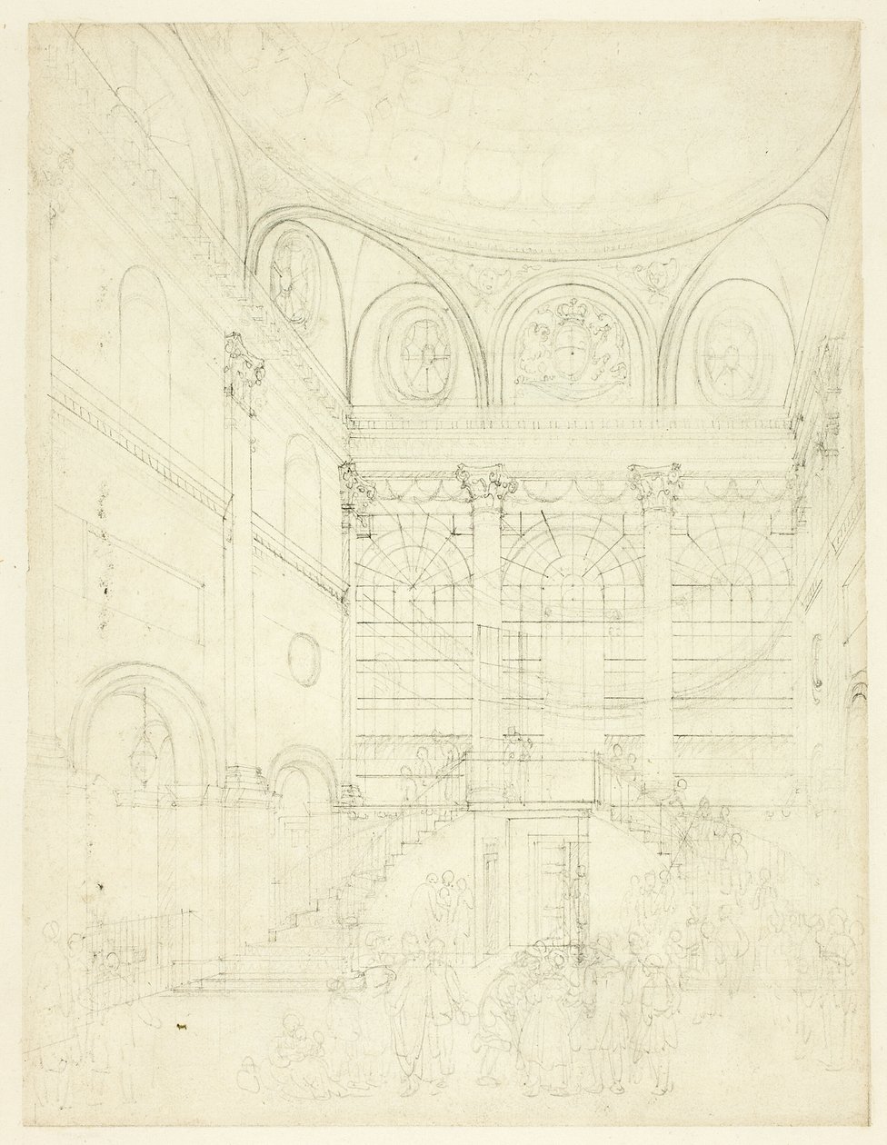 Estudo para Session House, Clerkenwell, da Microcosm of London de Augustus Charles Pugin