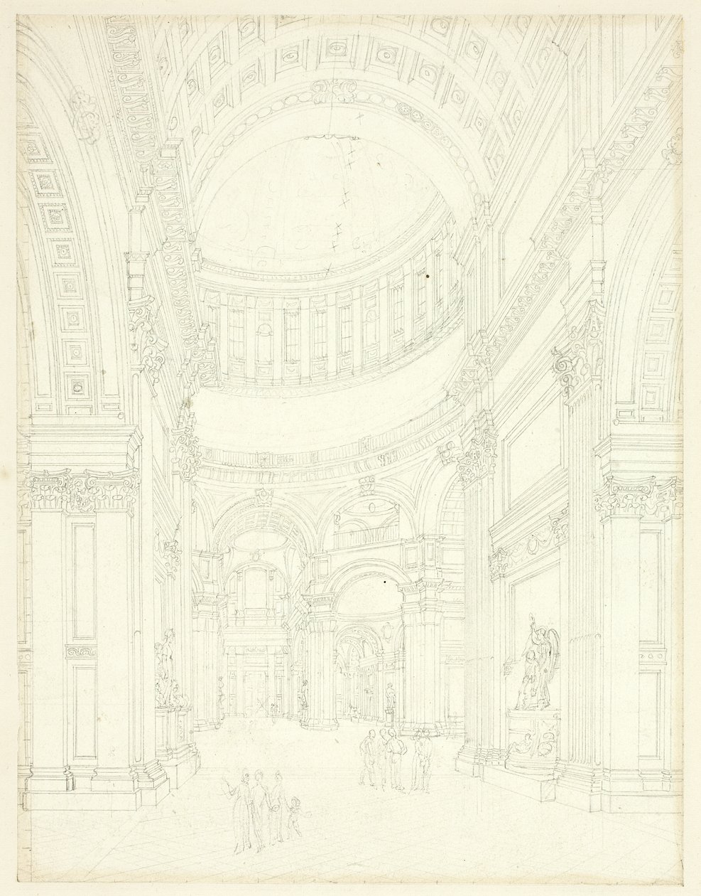 Estudo para a Catedral de S. Paulo, de Microcosmos de Londres de Augustus Charles Pugin