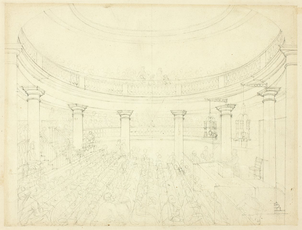 Estudo para Surrey Institution, da Microcosm of London de Augustus Charles Pugin