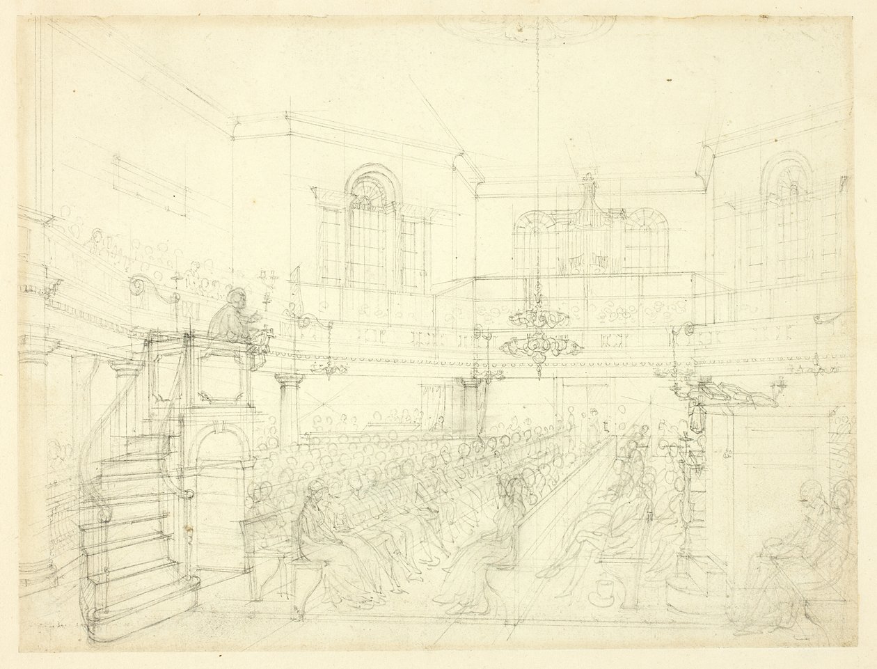 Estudo para a Capela Magdalen, de Microcosmo de Londres de Augustus Charles Pugin