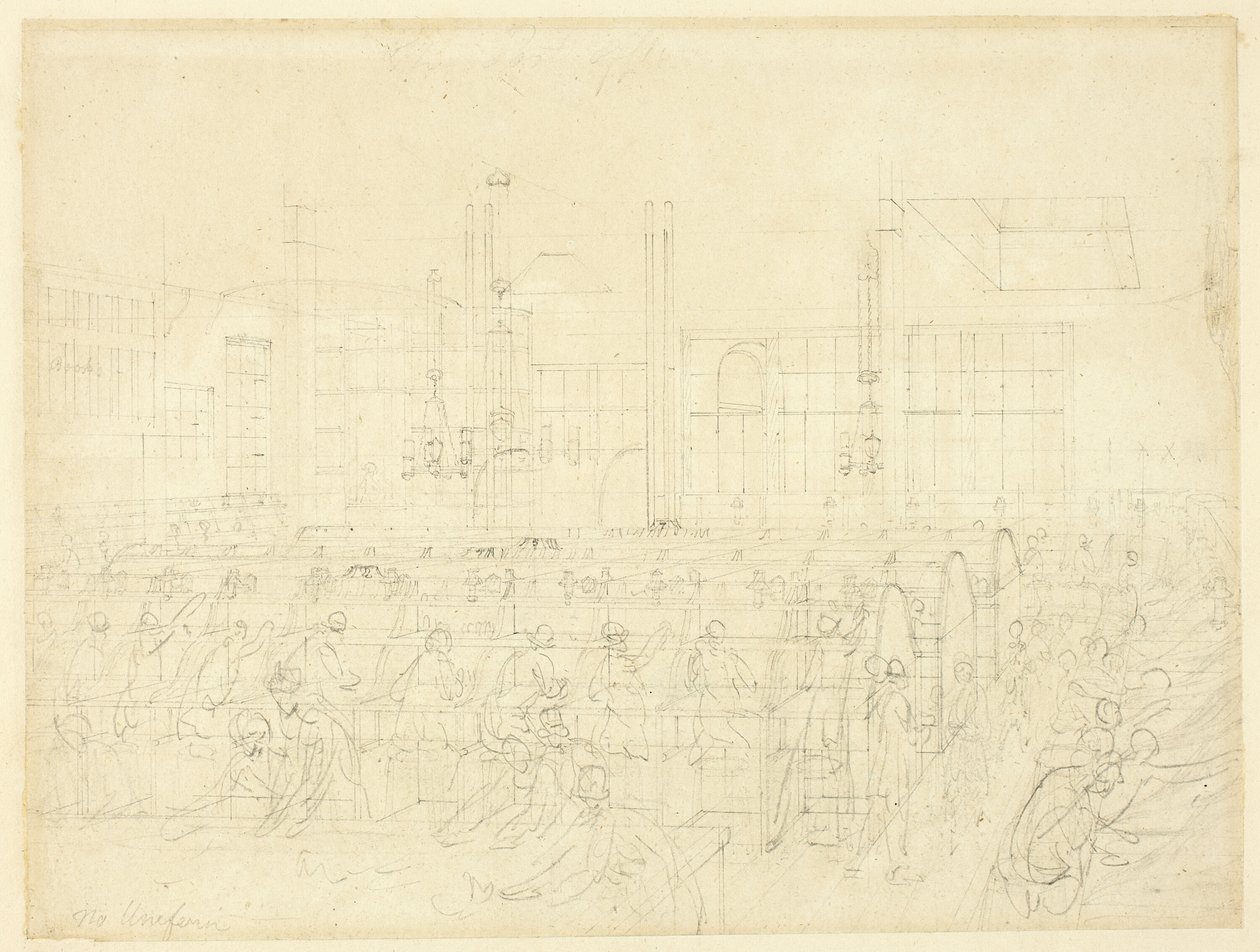 Estudo para The Post Office, da Microcosm of London de Augustus Charles Pugin