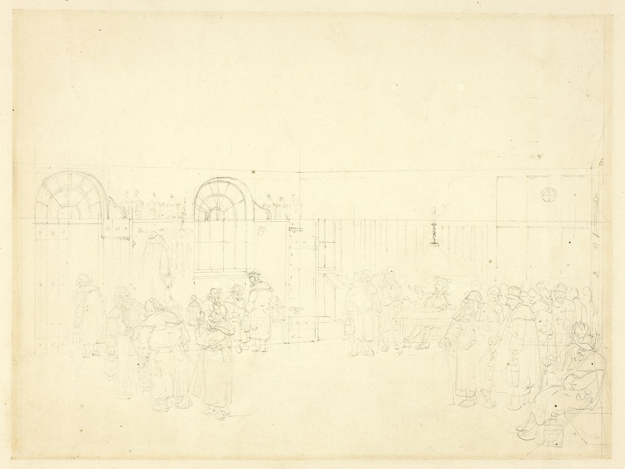 Estudo para Watch House, St. Mary Le Bone, da Microcosm of London de Augustus Charles Pugin