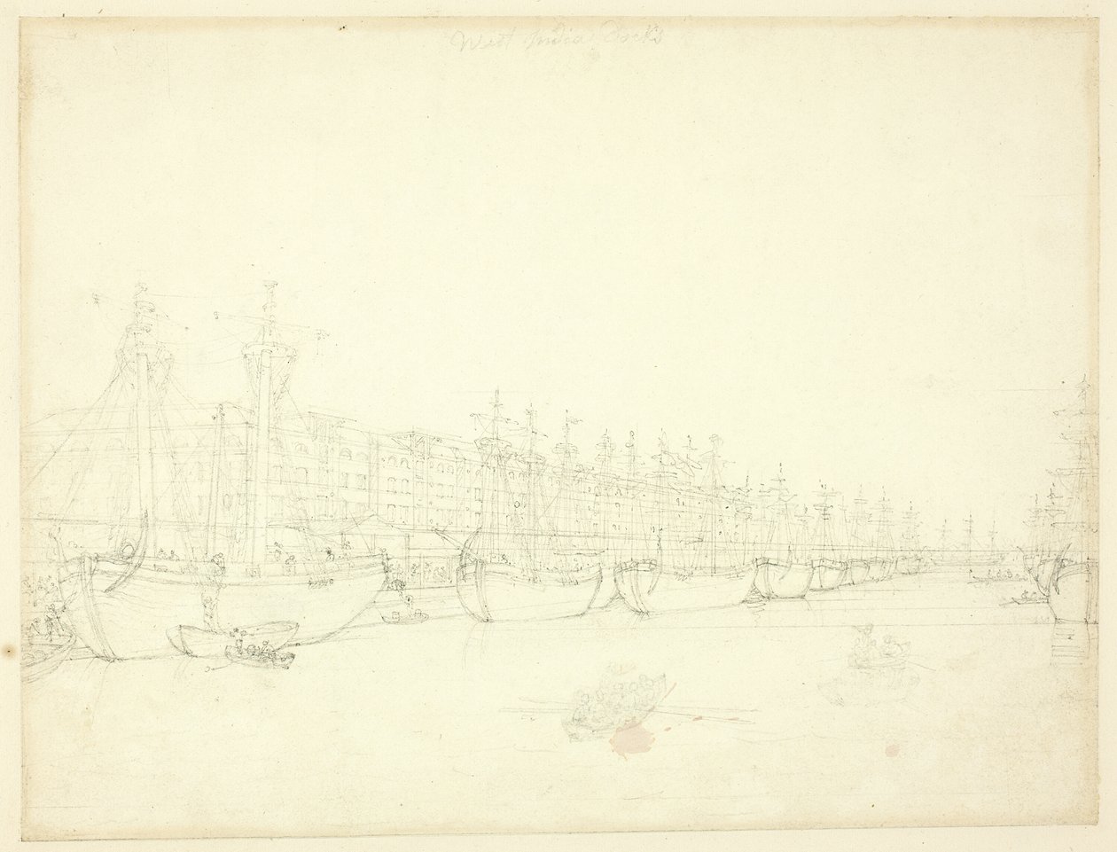 Estudo para West India Docks, da Microcosm of London de Augustus Charles Pugin