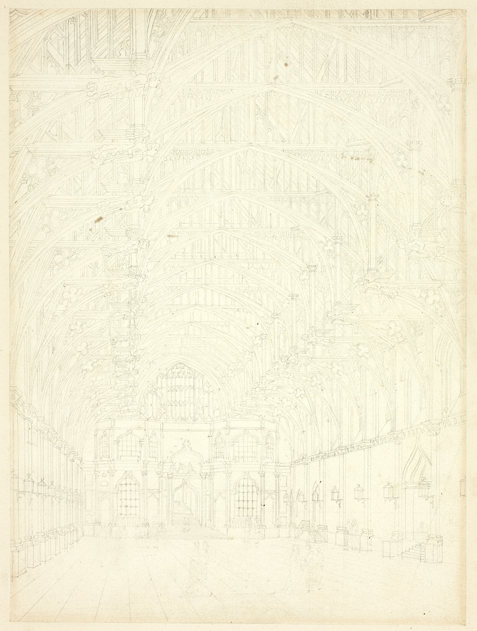Estudo para Westminster Hall, da Microcosm of London de Augustus Charles Pugin