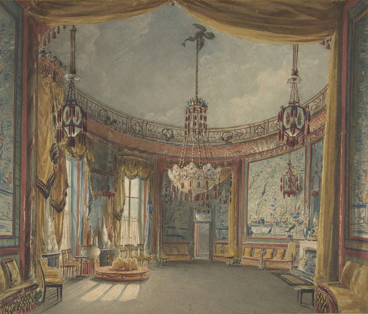 O Saloon, Brighton Pavilion, ca. 1826. de Augustus Charles Pugin