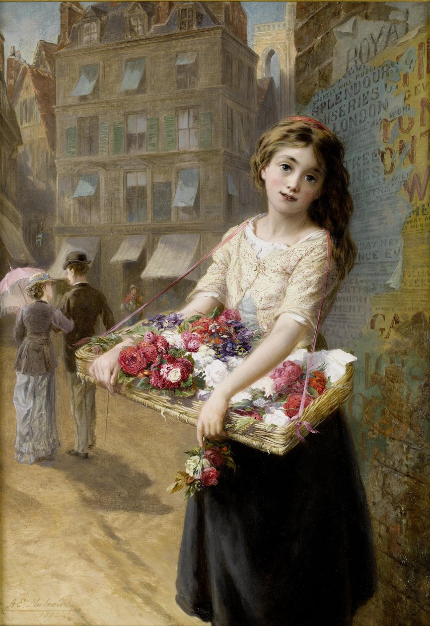 Um vendedor de flores de rua de Augustus Edwin Mulready