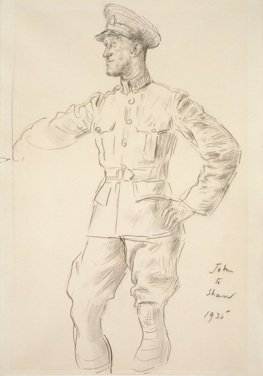 Retrato do aviador T.E. Shaw Lawrence da Arábia, 1935 de Augustus John