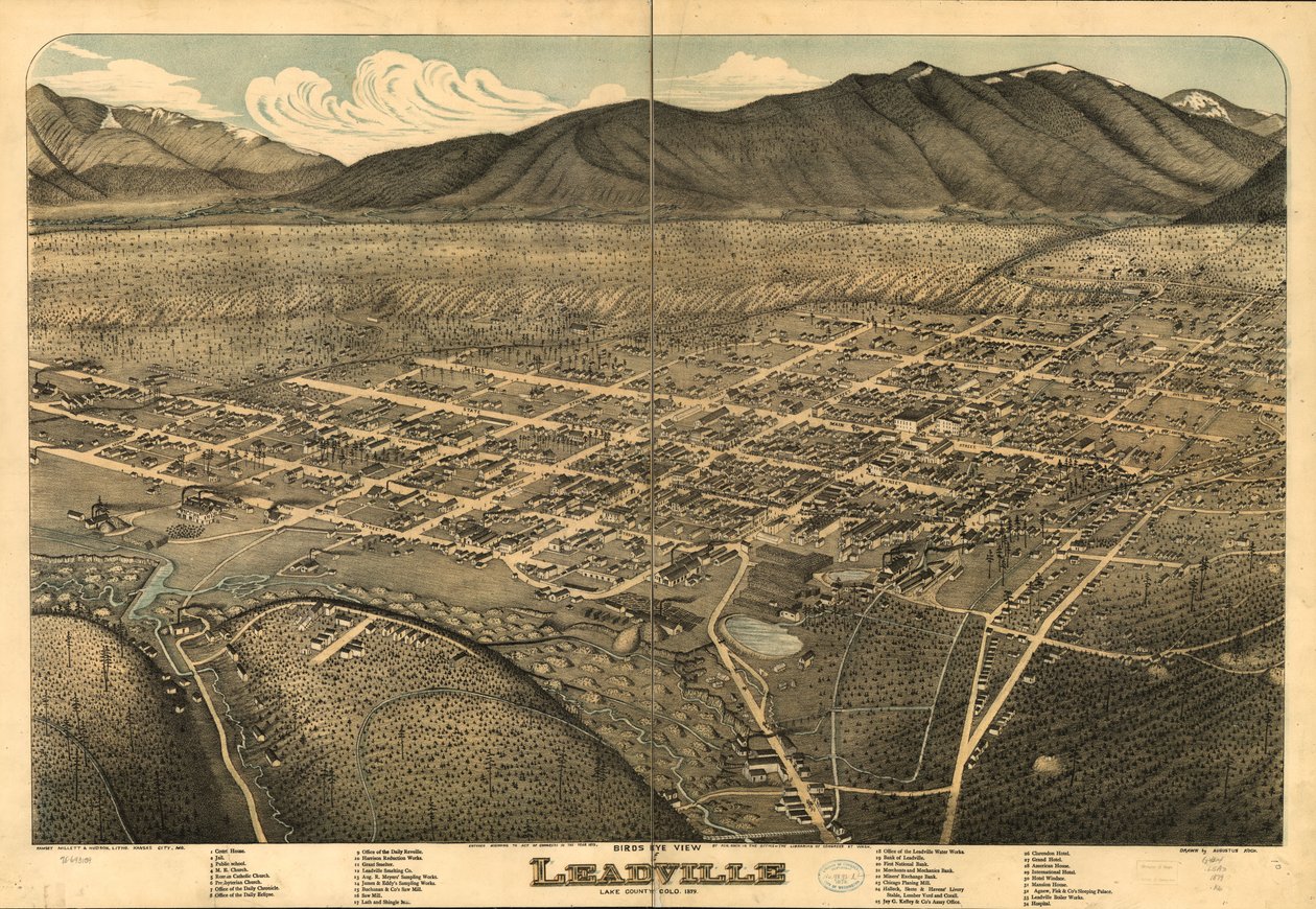 Vista aérea de Leadville, Condado de Lake, Colo. 1879. de Augustus Koch