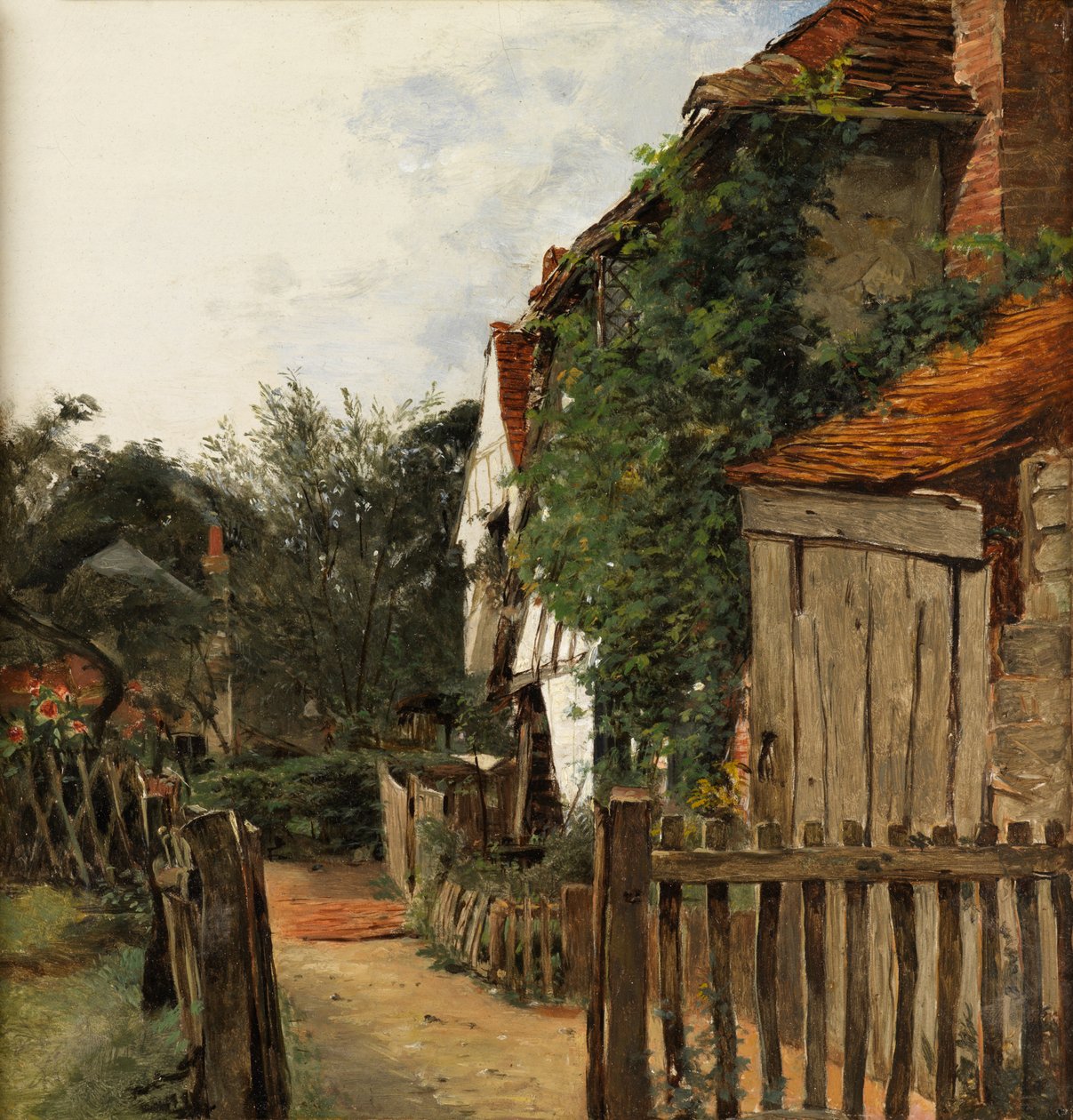 A Cottage Garden (óleo sobre painel) de Augustus Leopold Egg