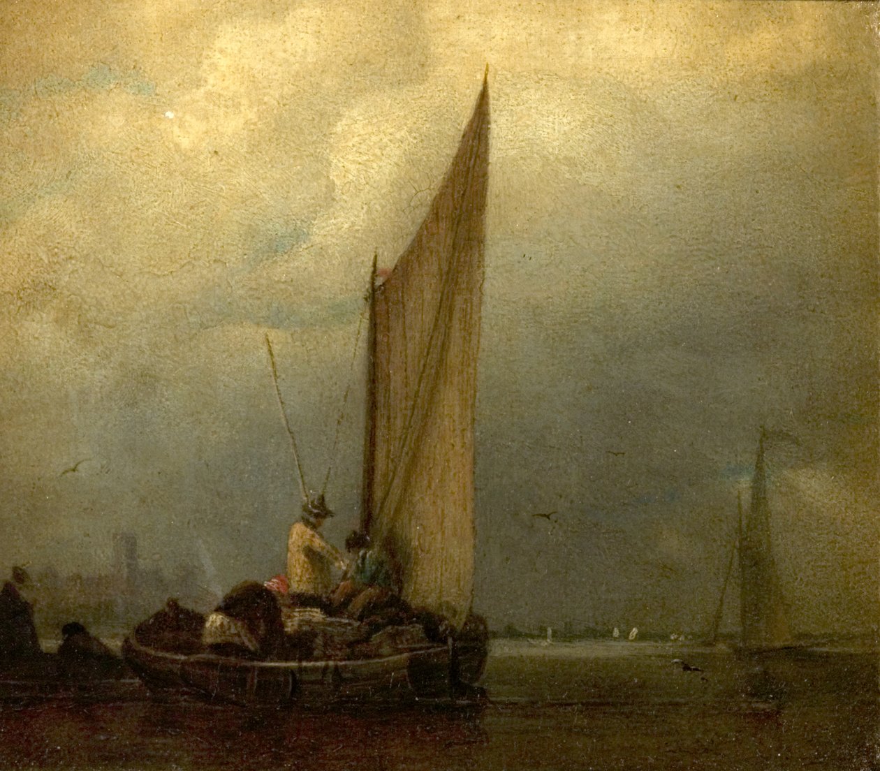 Uma cena do rio com barcaças, c.1825 de Augustus Wall Callcott