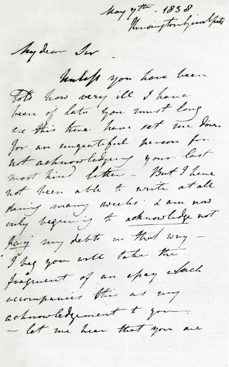 Carta de Augustus Wall Callcott, 7 de maio de 1838 1904 de Augustus Wall Callcott