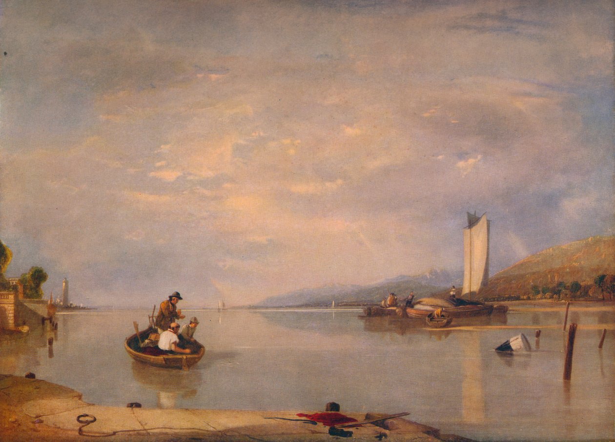 Calma inoperante, barcos fora do castelo de Cowes, c1841 de Augustus Wall Callcott