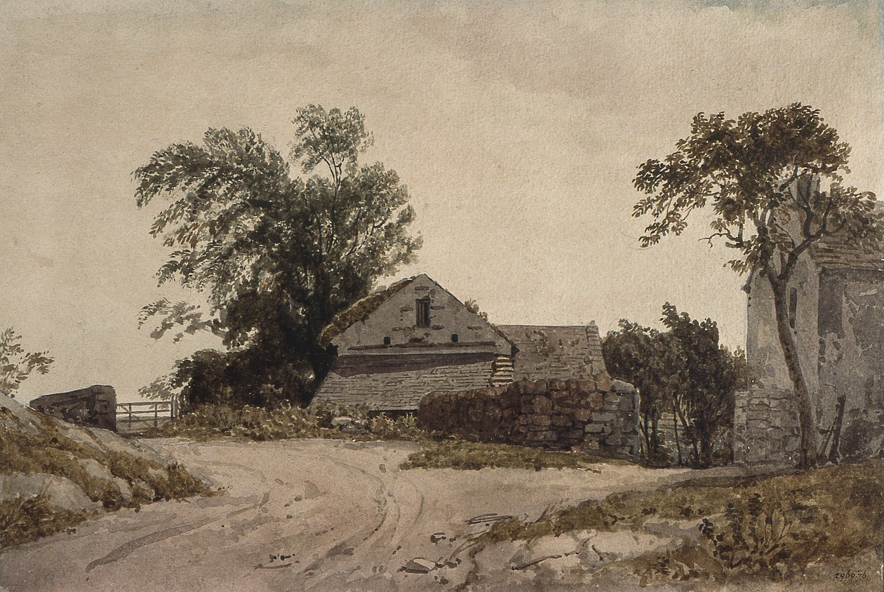 Casas de beira de estrada (desenho) de Augustus Wall Callcott
