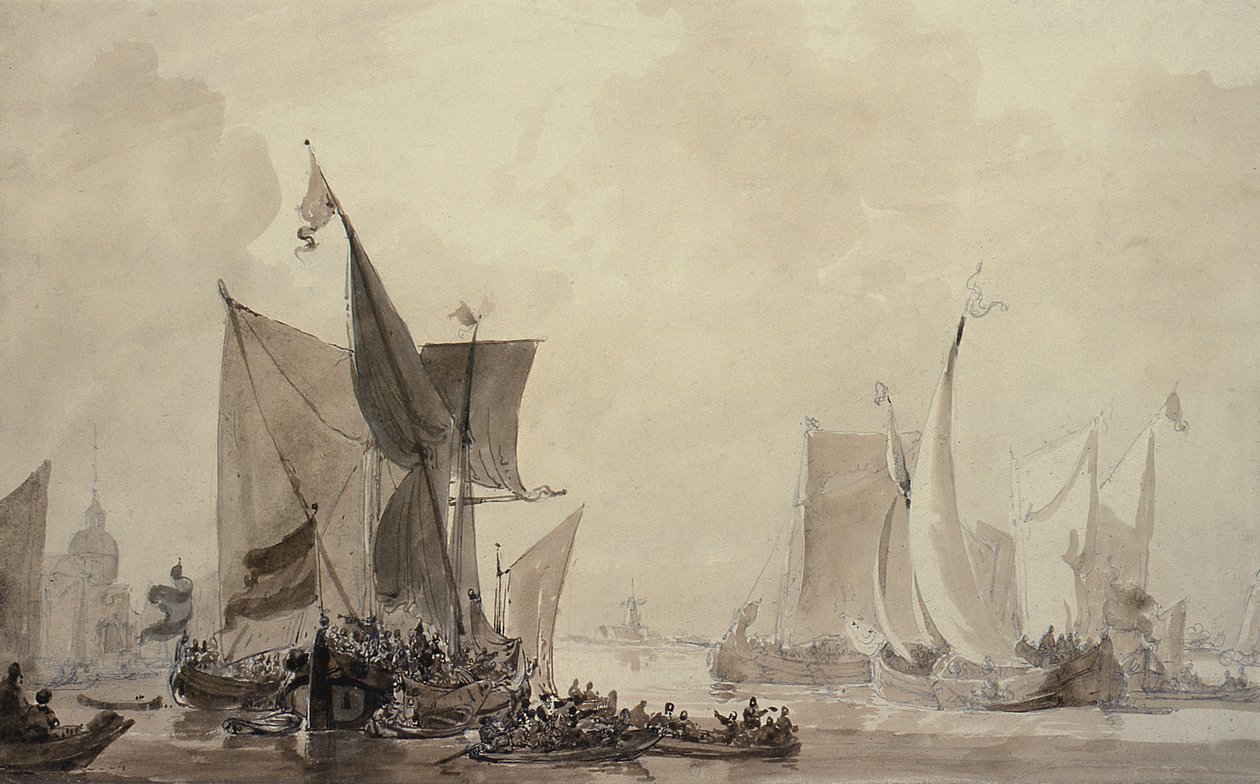 Sea Piece com frete holandês (desenho) de Augustus Wall Callcott