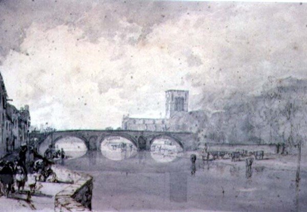 A Abadia e Nungate Bridge, Haddington, East Lothian, (desenho) de Augustus Wall Callcott