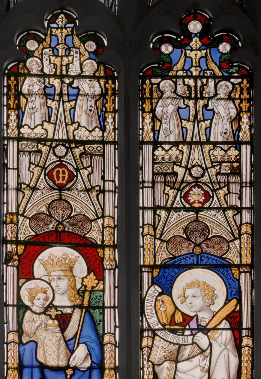 Abside janela com a Virgin & criança e São João Evangelista, detalhe, 1841-42 (vitral) de Augustus Welby Northmore Pugin