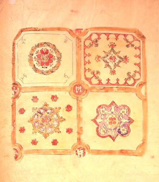Desenho de tecto para o Palácio de Westminster (caneta e tinta e aguarela sobre papel) de Augustus Welby Northmore Pugin
