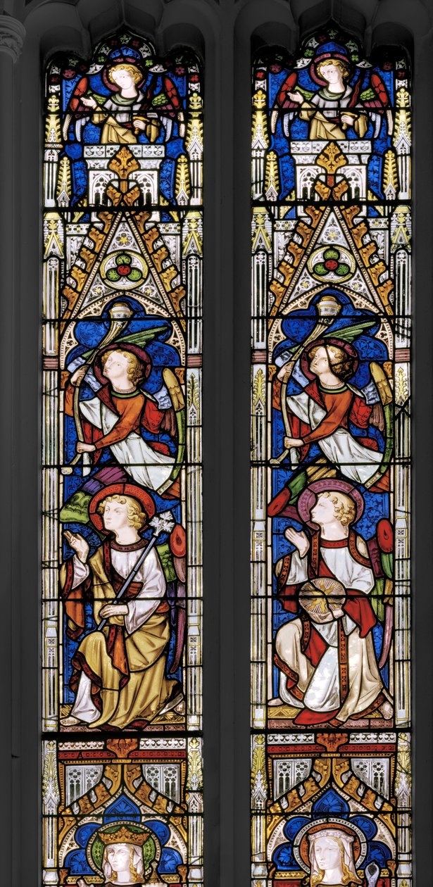 Coroação da Virgem, detalhe, 1851 (vitral) de Augustus Welby Northmore Pugin
