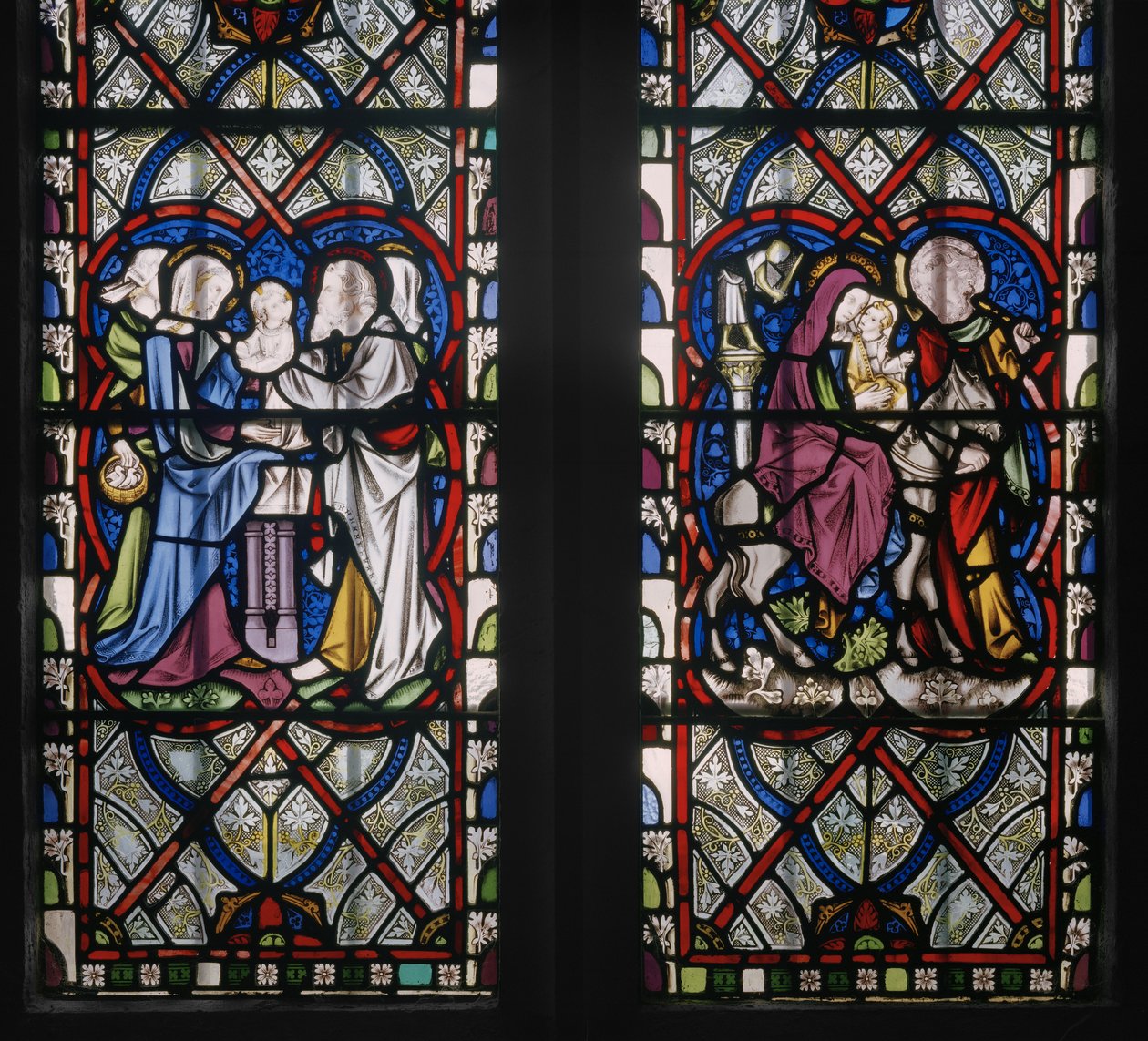 Lady Chapel Window com cenas da vida da Virgem, detalhe, 1851 (vitral) de Augustus Welby Northmore Pugin