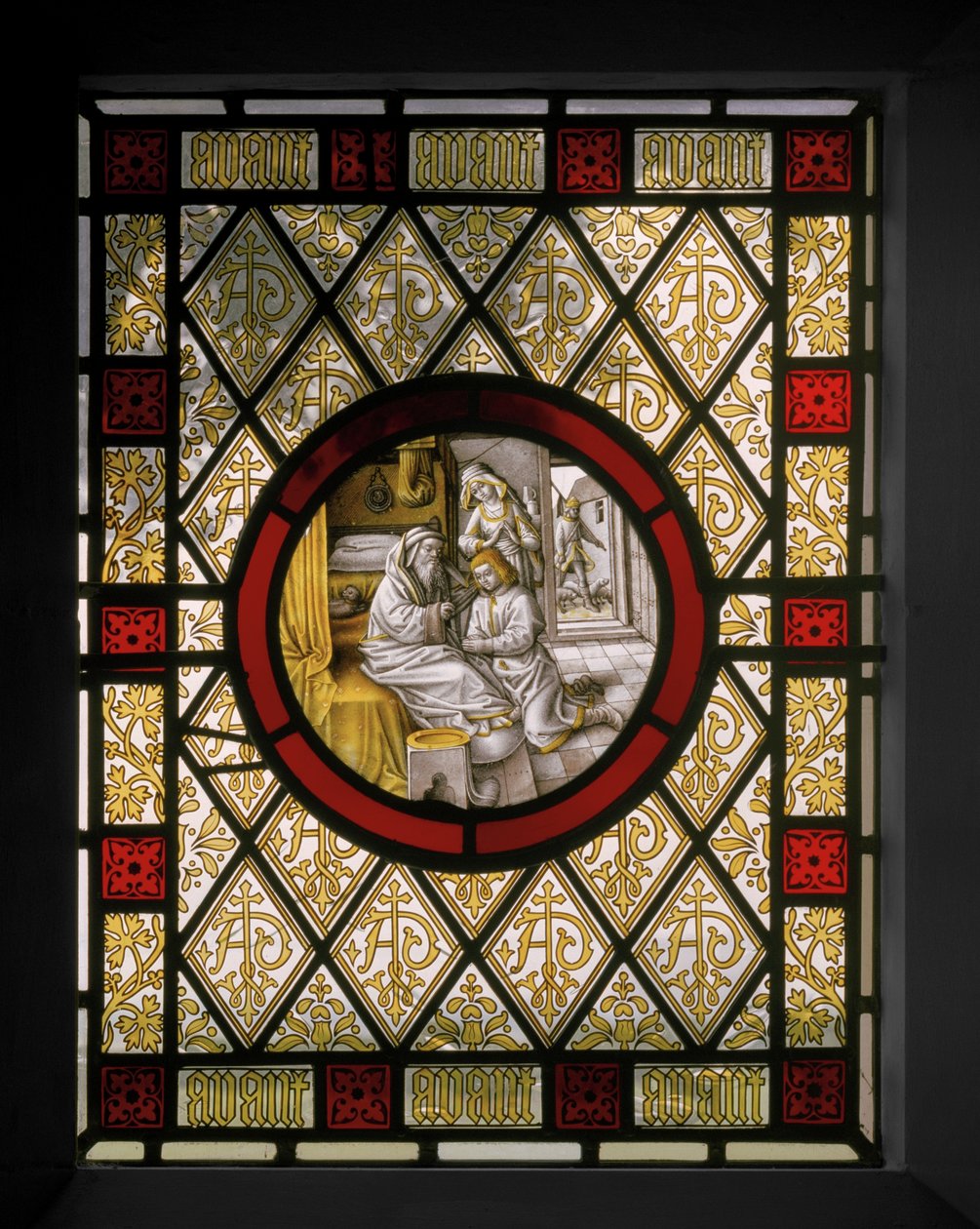 Janela da Biblioteca com Roundel Netherlandish, c.1844 (vitral) de Augustus Welby Northmore Pugin