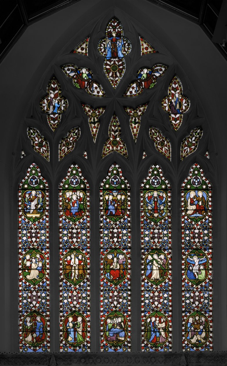 Mistérios do Rosário, Janela Leste da Capela, 1847 (vitral) de Augustus Welby Northmore Pugin