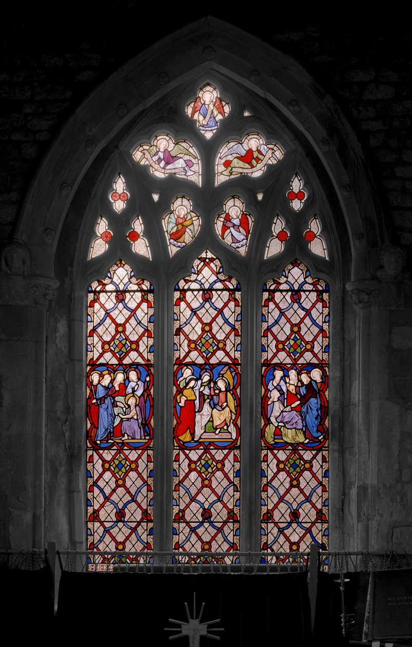 Levantando De Lázaro, As Marias Na Tumba, E O Levantamento De Jairuss Daughter, 1850 (vitral) de Augustus Welby Northmore Pugin