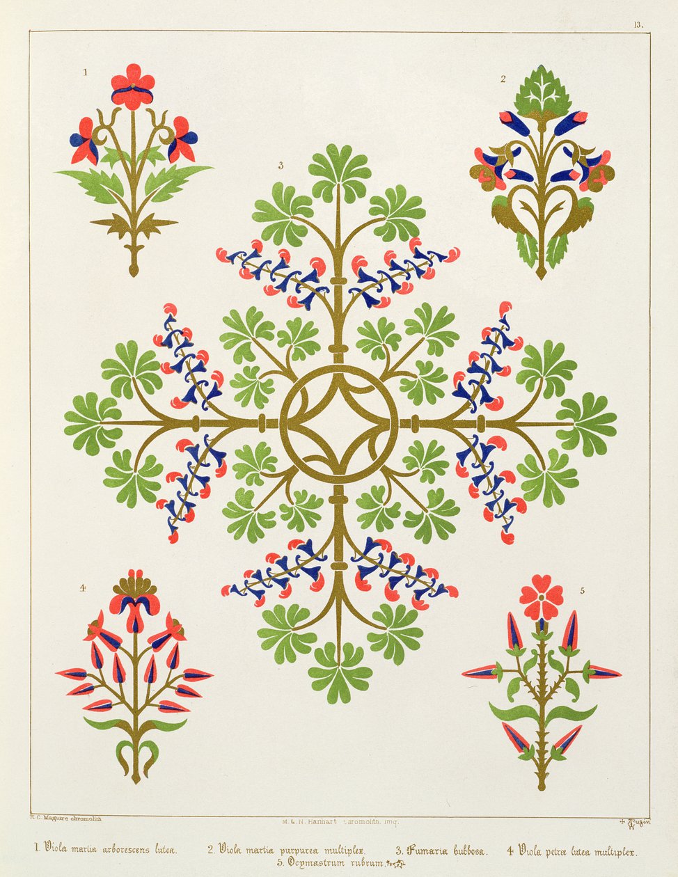 Projeto do papel de parede do motivo de Rosa, impresso por M. und N. Hanhart de Augustus Welby Northmore Pugin