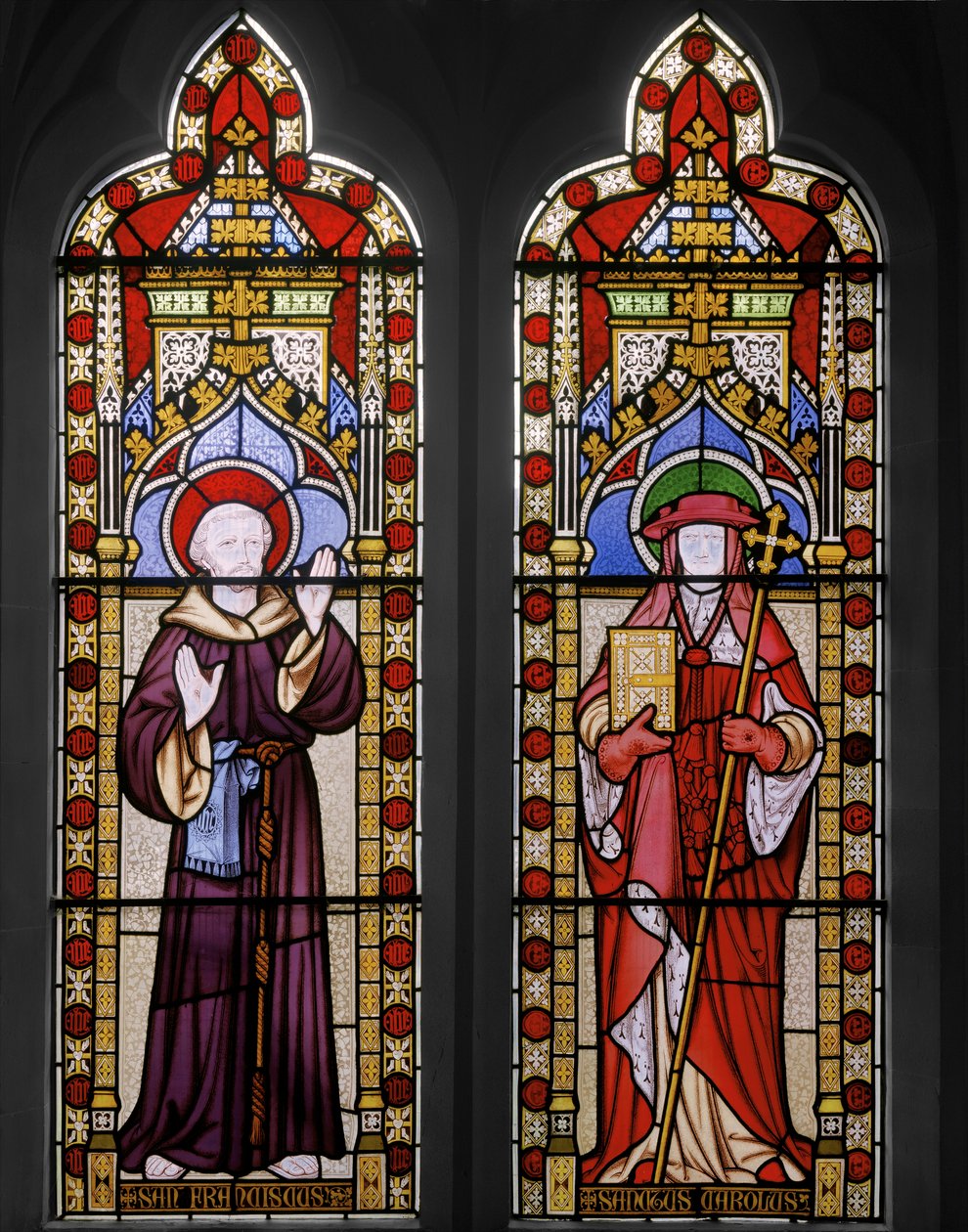 São Francisco de Assis e São Carolus, 1847 (vitral) de Augustus Welby Northmore Pugin