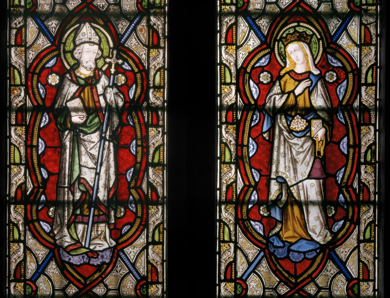 São João de Beverley e Santa Isabel da Hungria, detalhe, 1849 (vitral) de Augustus Welby Northmore Pugin