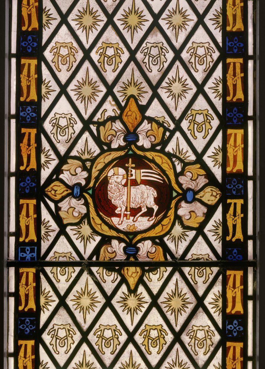 O Cordeiro de Deus, detalhe, 1842 (vitral) de Augustus Welby Northmore Pugin
