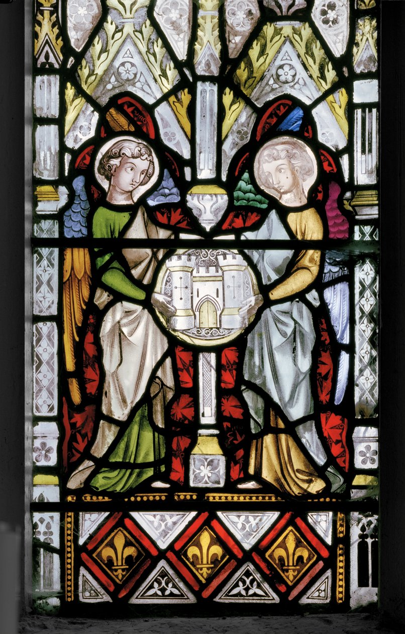 Virgin & Christ com cenas de sua vida, detalhe, 1851 (vitral) de Augustus Welby Northmore Pugin