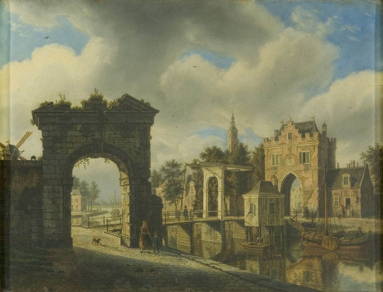 Cena do canal com ponte levadiça de Augustus Wijnands