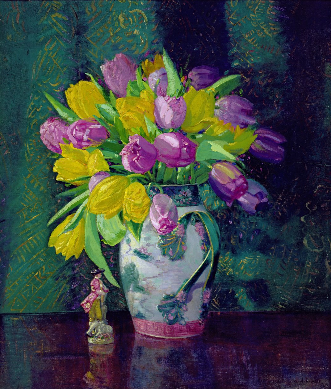 Tulipas Amarelas e Mauve num Vaso de Augustus William Enness