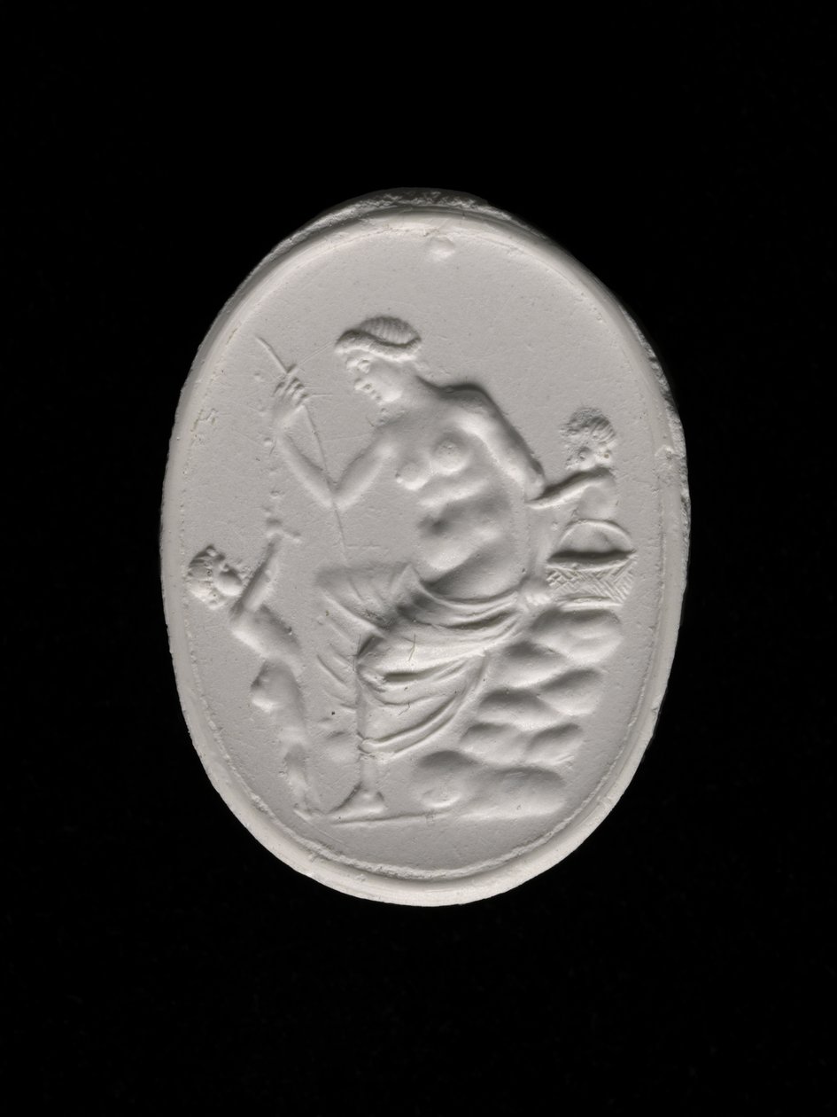 Impressão de uma argola representando Afrodite, c.100-70 BC (gesso) de Aulos Aulos