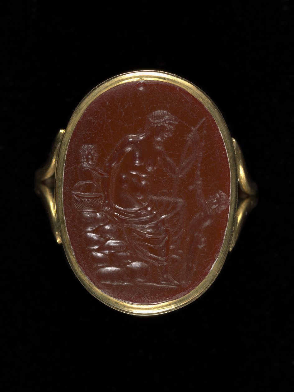 Pedra anelar representando Afrodite, c.100-70 BC (carneliana) de Aulos Aulos