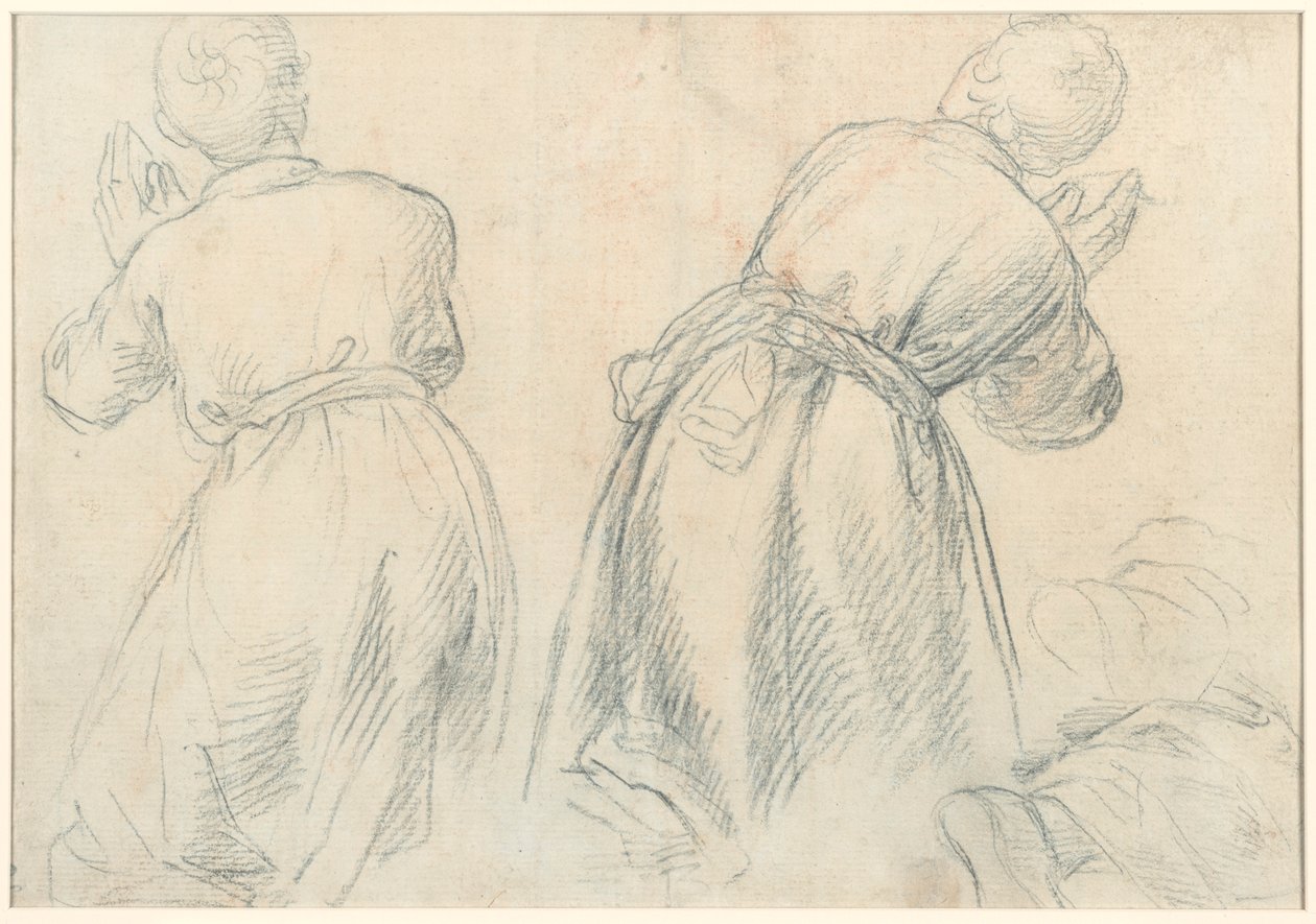 Mulher Sentada com Estudos de Armas e Pernas (recto); Estudos de Jovens ajoelhados (verso) de Aurelio Lomi