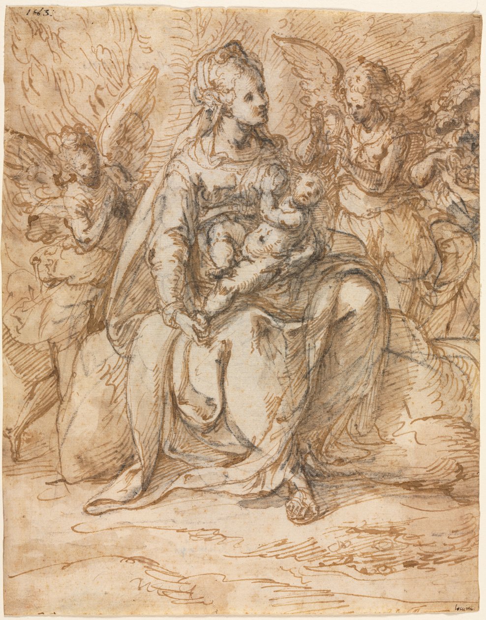 Madonna e criança com anjos de Aurelio Luini