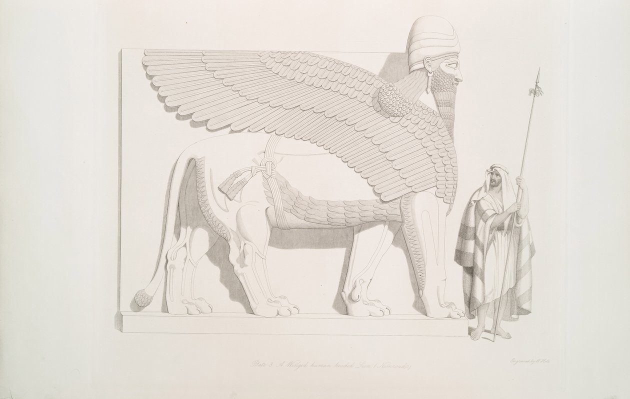 Um leão alado de cabeça humana de Nimroud [Calá], 1849 de Austen Henry Layard