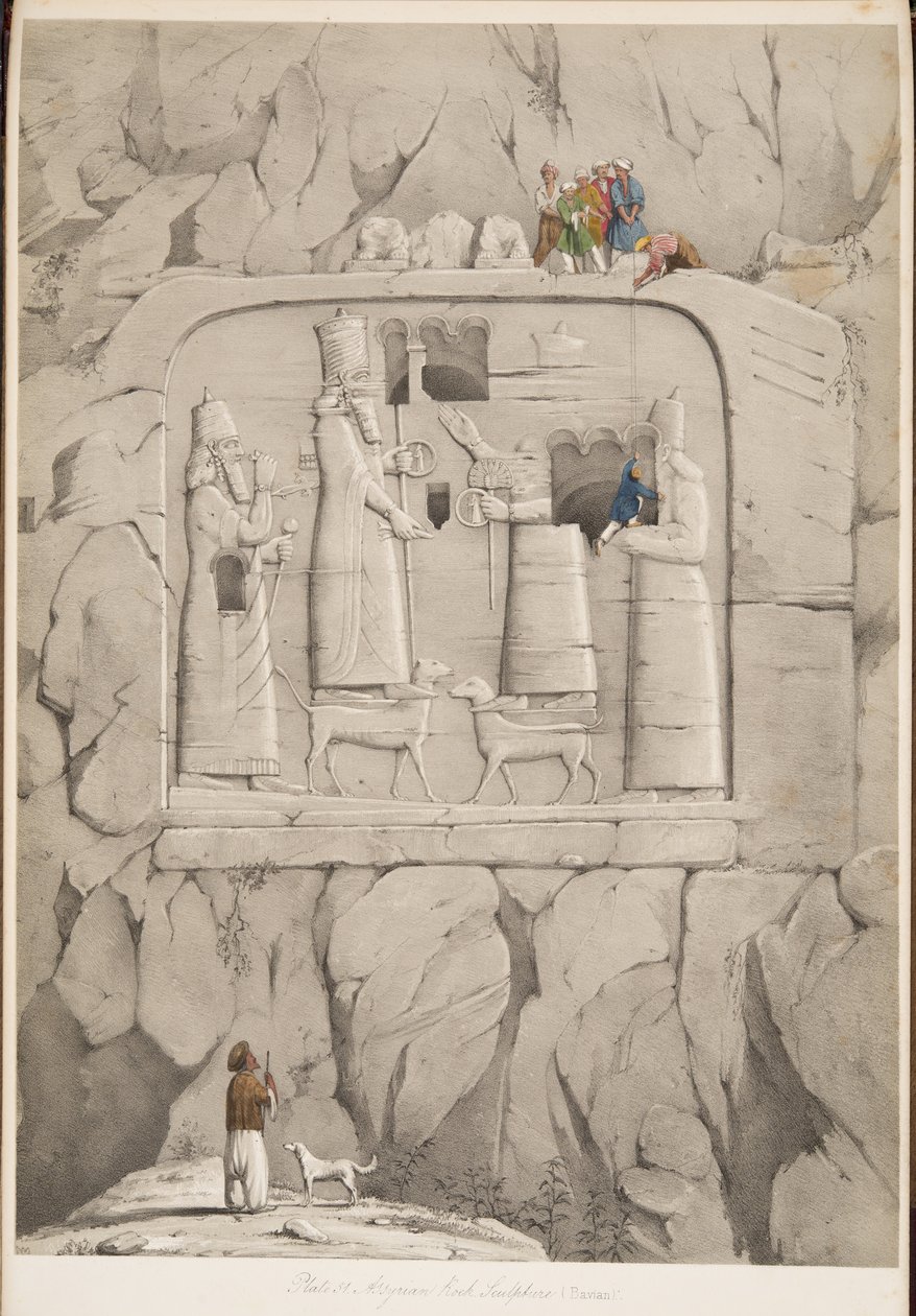Escultura de Rocha Assíria (Baviera), de Monumentos de Níniveh, pub. 1849 (gravura) de Austen Henry Layard