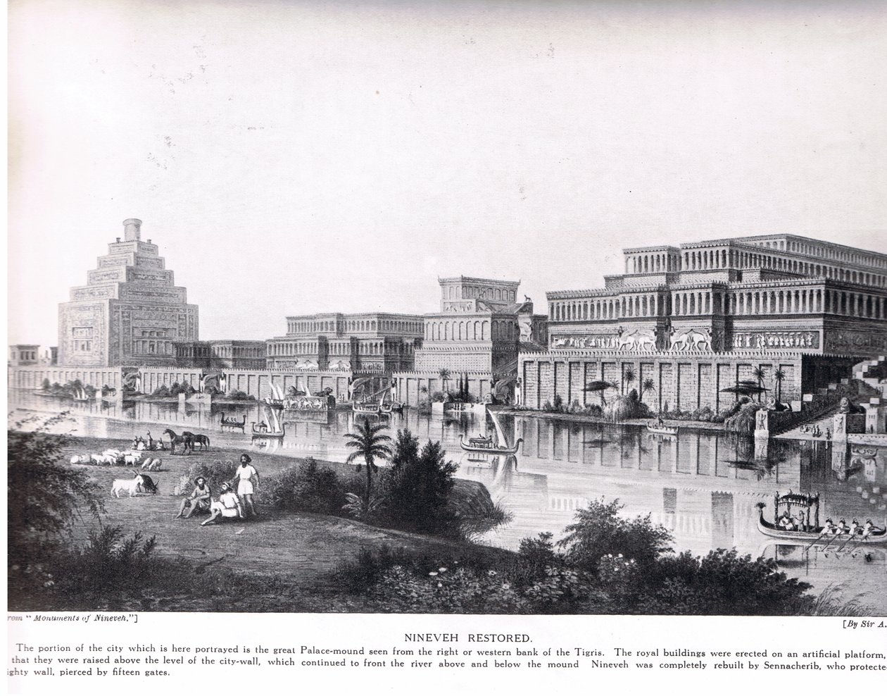 Nineveh restaurado, ilustração de &39;História das Nações de Hutchinson&39; de Austen Henry Layard