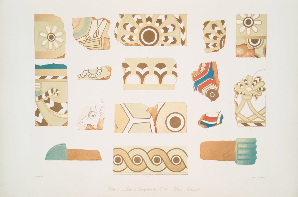 Tijolos pintados do Palácio de N.W. em Nimroud [Calah] de Austen Henry Layard
