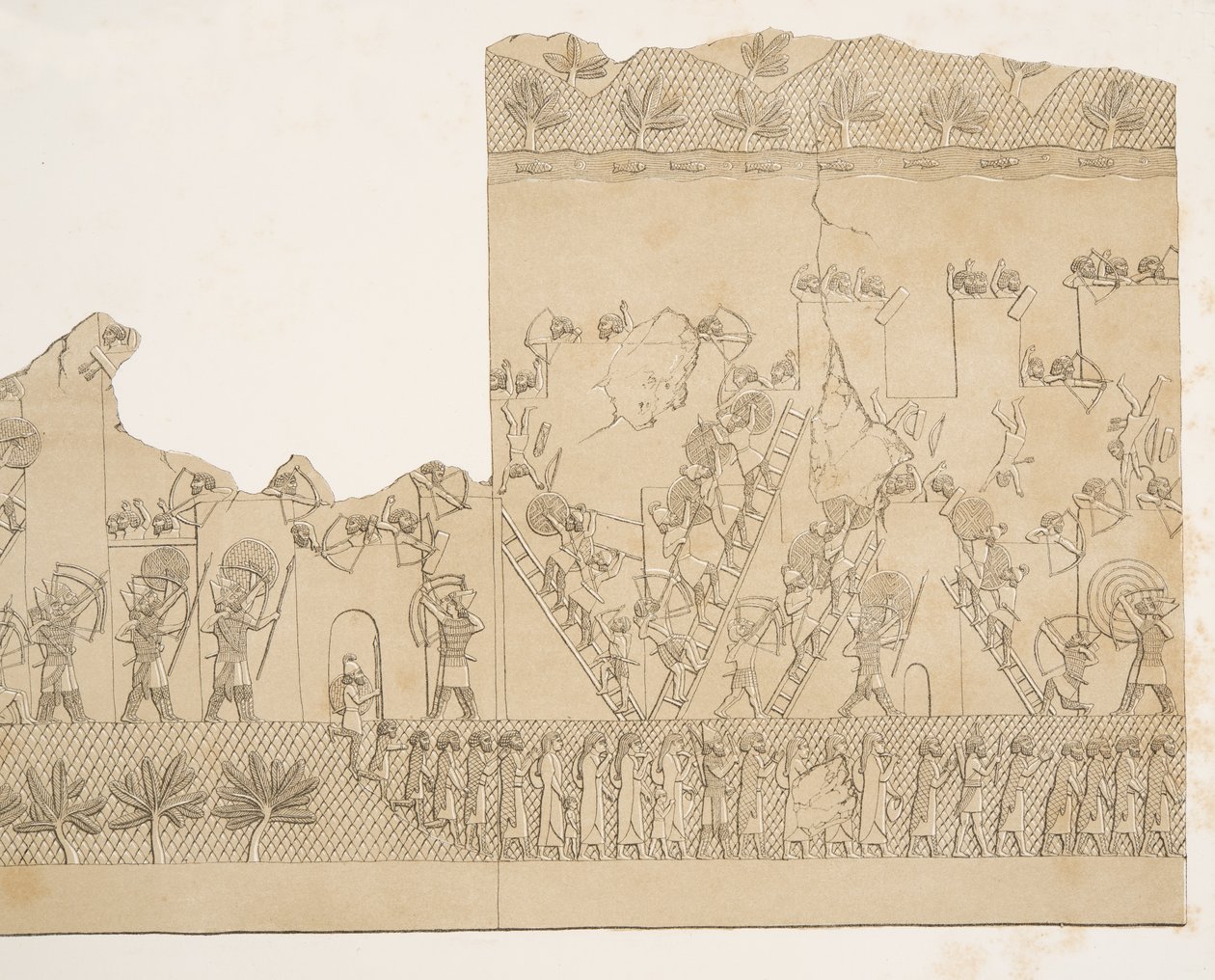 Cerco e escalada de uma cidade (Kouyunjik), dos monumentos de Nínive, bar. 1849 de Austen Henry Layard