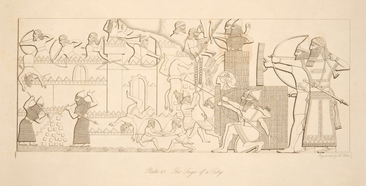 O Seige de uma cidade, dos monumentos de Nínive, bar. 1849 de Austen Henry Layard