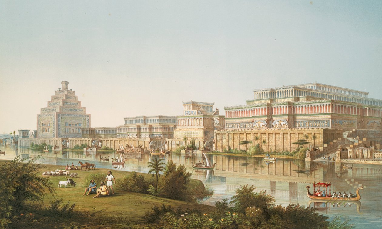 Os palácios de Nimroud [Calá] restaurados, 1853 de Austen Henry Layard