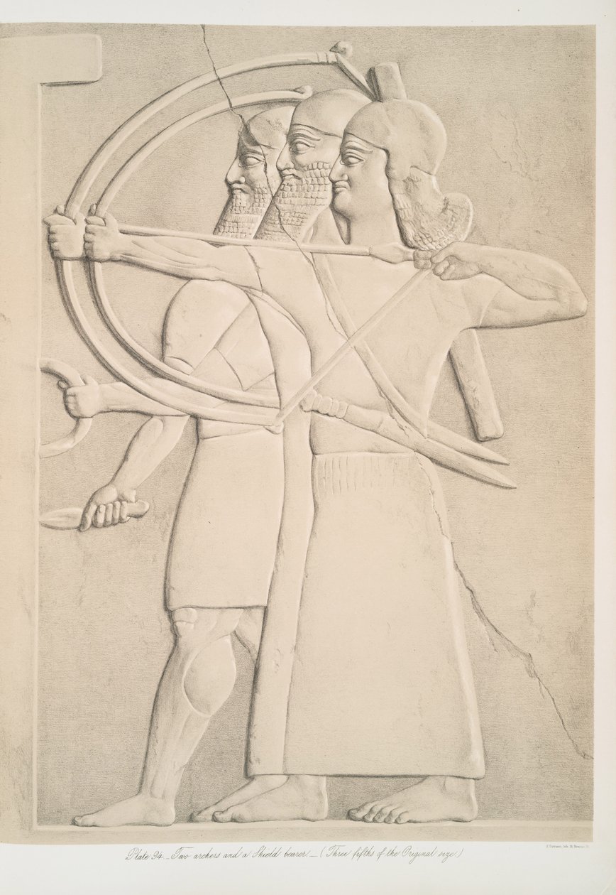 Dois arqueiros e um portador de escudo, 1849 de Austen Henry Layard