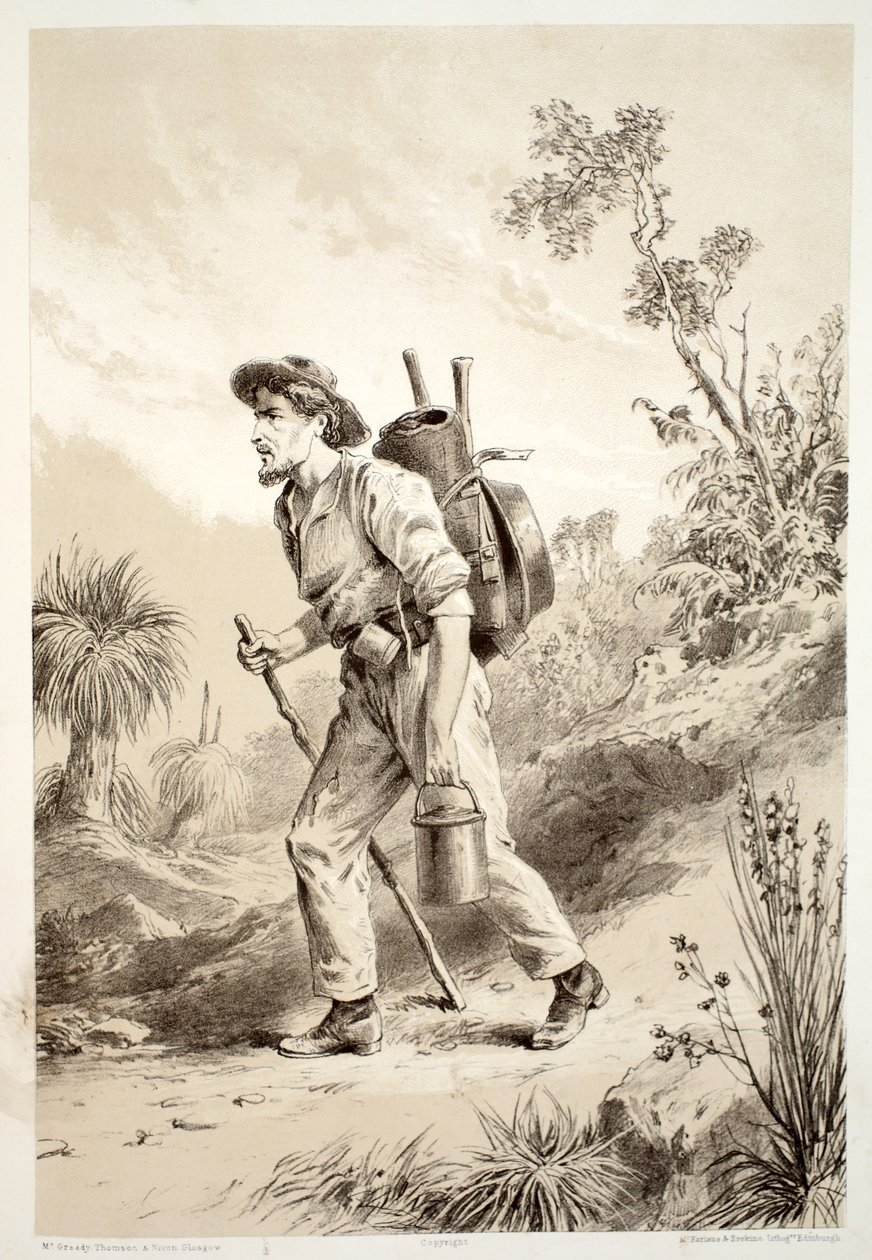 Digger on the Tramp, da história da Australásia por David Blair, McGrady, Thomson e Niven, 1879 de Australian School