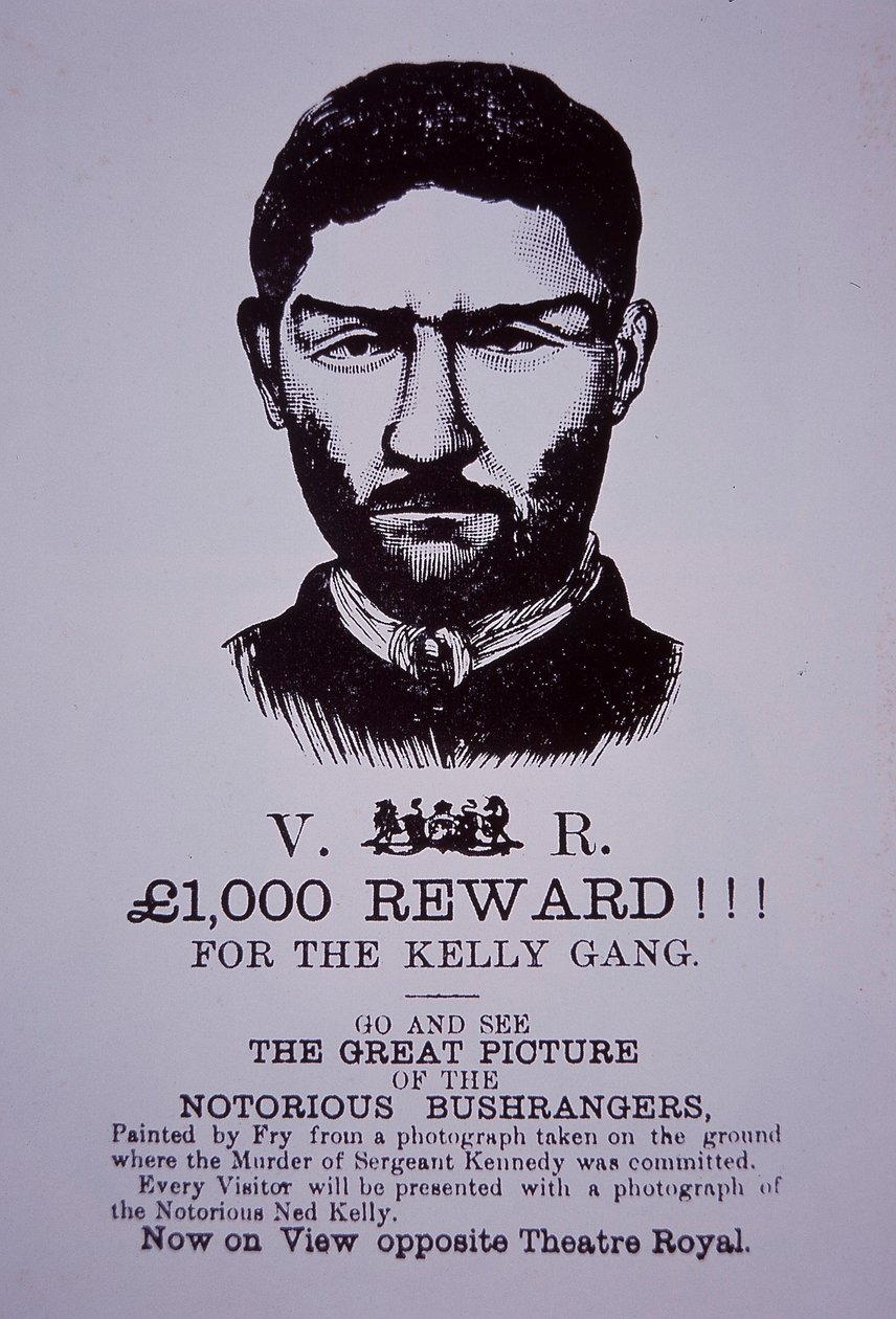 Pôster de recompensa de Ned Kelly de Australian School