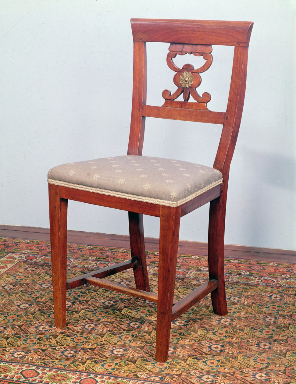 Cadeira, estilo Biedermeier, c.1820 (fruitwood com suportes de latão) de Austrian School