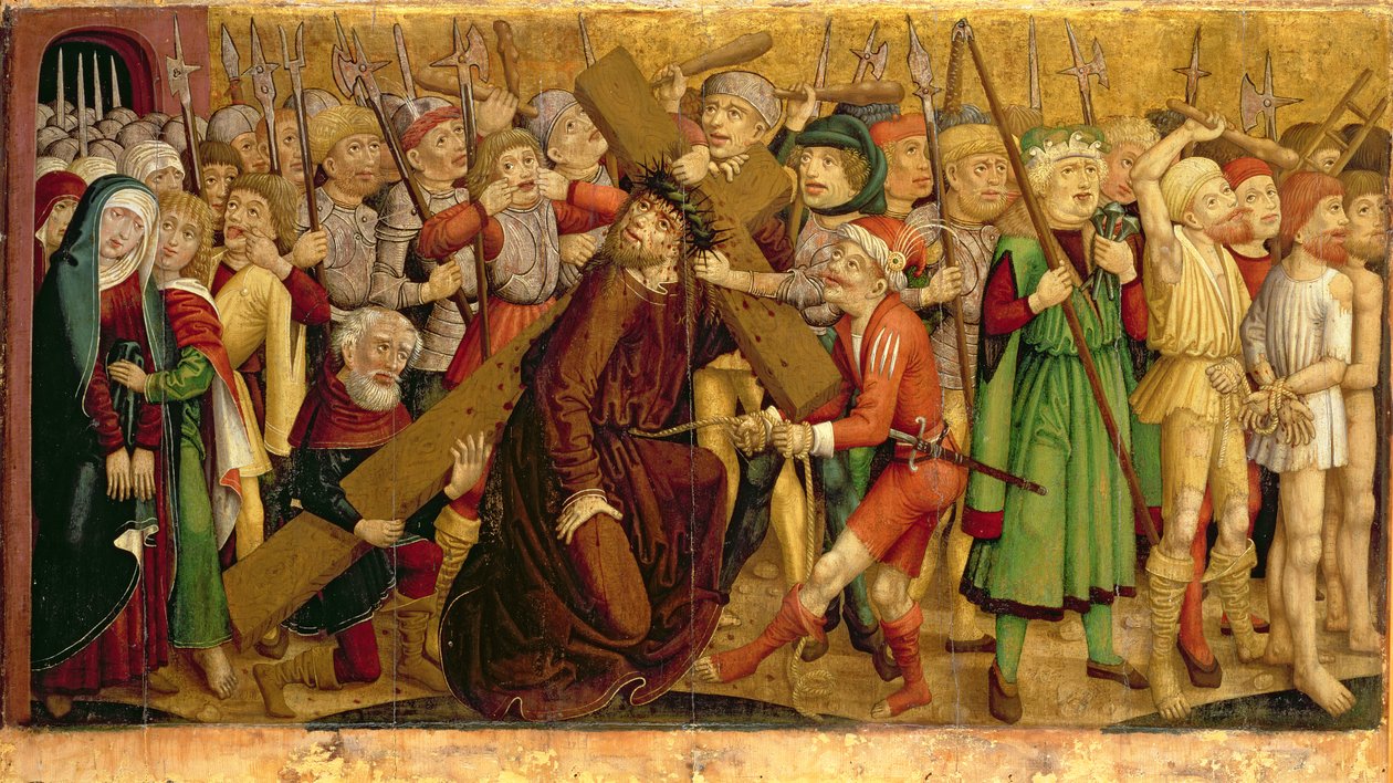 Cristo carregando a cruz, 1460 (tempera no painel) de Austrian School