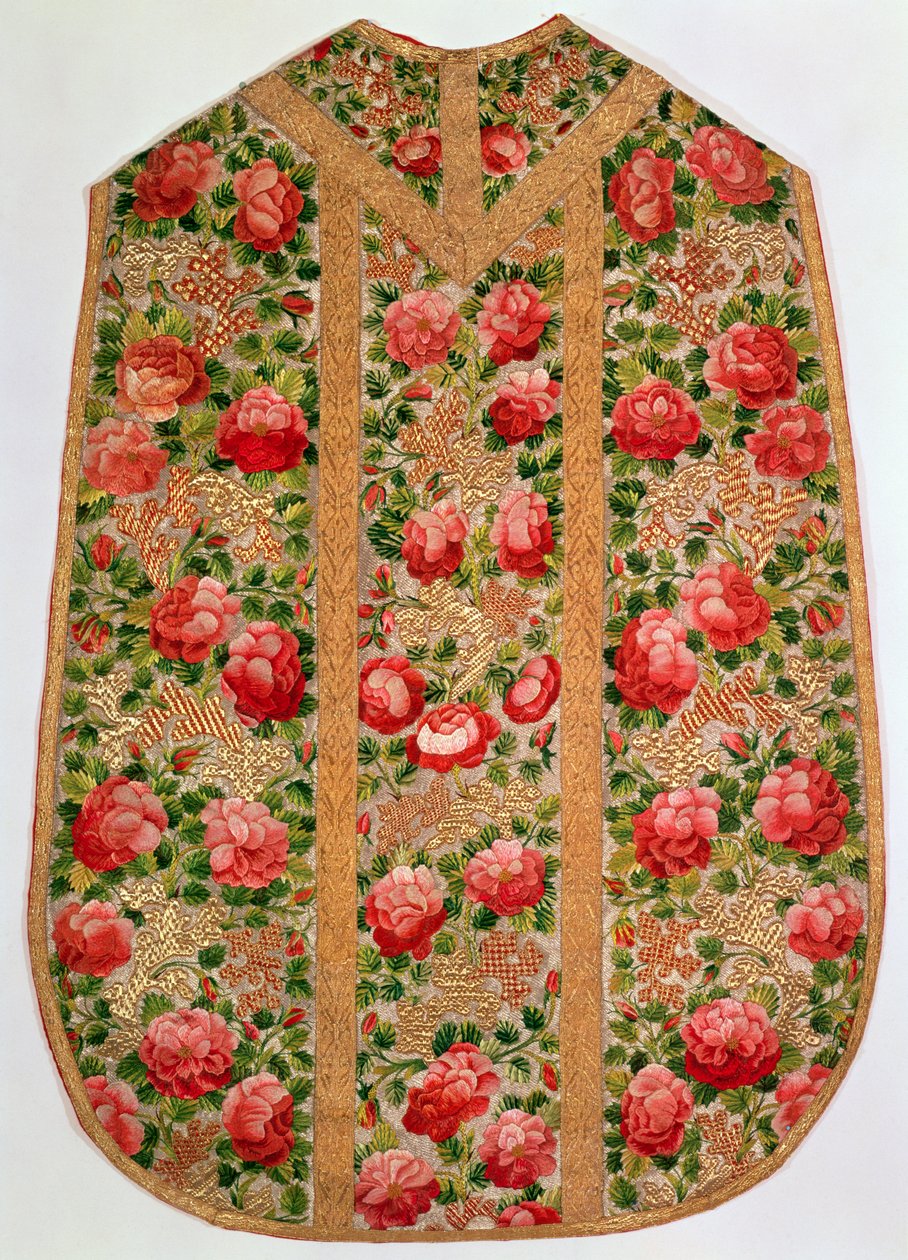 Casula bordada do chamado conjunto Rose Rose, Viena, c.1700 (seda) de Austrian School